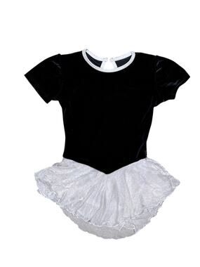 Vintage Just Skate Iceskating Dance Costume Leopard Black Velvet White Size 4T